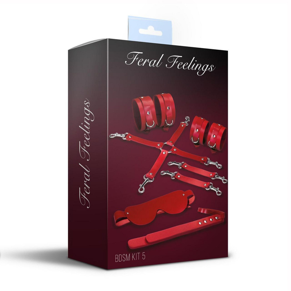 Набір Feral Feelings BDSM Kit 5 Red, наручники, поножі, хрестовина, маска, падл Sex Aura Київ - фото 2