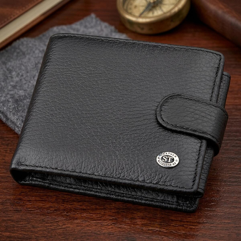 Мужской кошелек ST Leather 18334 (ST102) натуральная кожа Черный Киев - изображение 9