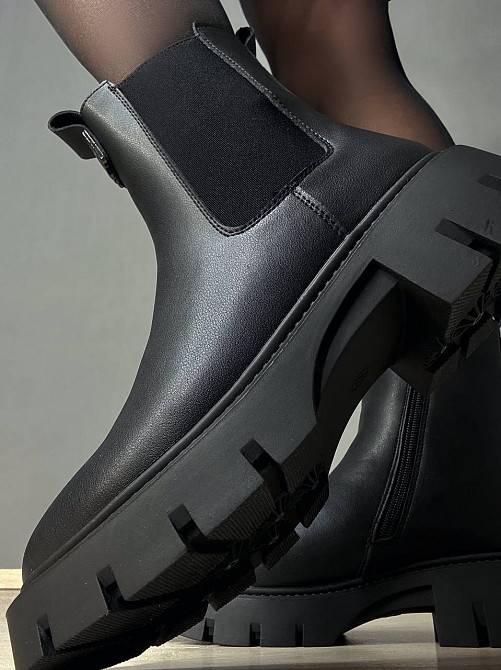 Ботинки женские Hengji 5130 челси высокие утепленные кожаные черные, 37, 23,5 см Киев - изображение 3