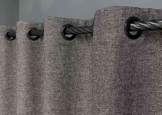 Комплект штор на люверсах VR-Textil Льон ELEMENTA № 1868ш Сірий 150х270см 2 шт (37-0272) Київ