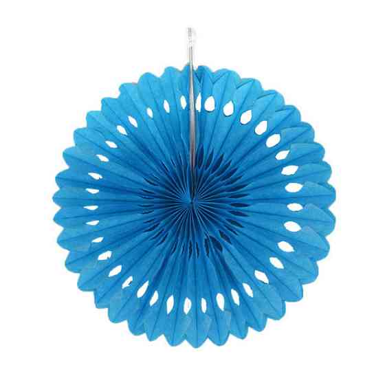 Бумажный веер для праздника 30 см голубой Киев