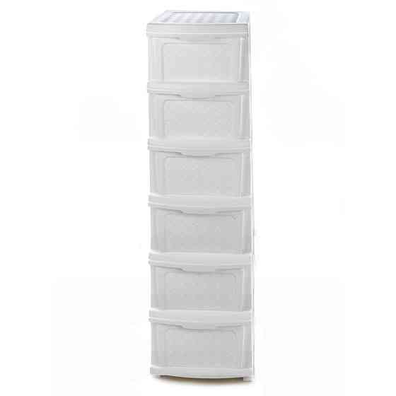 Комод пластиковый 6 ярусов белый 126*40*34 см R-Plastic 