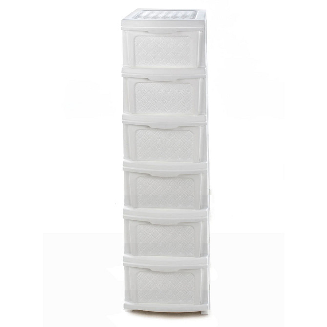 Комод пластиковый 6 ярусов белый 126*40*34 см R-Plastic 