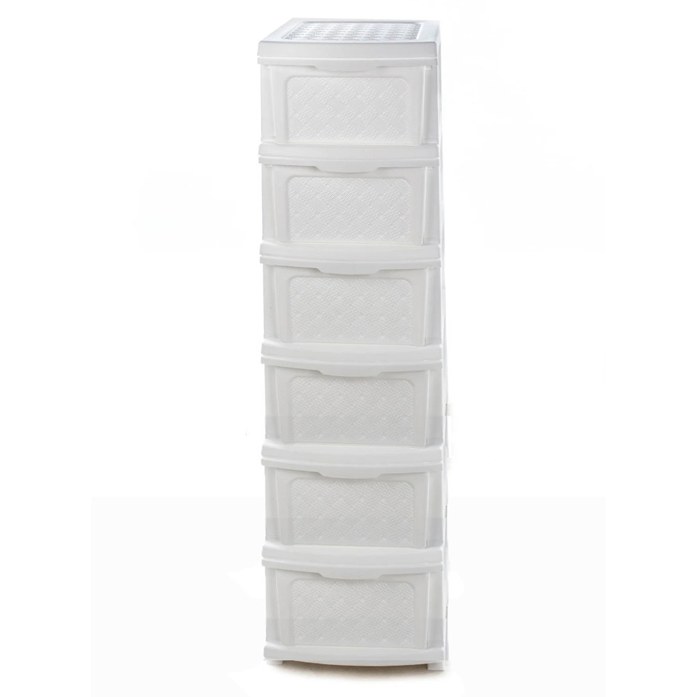 Комод пластиковый 6 ярусов белый 126*40*34 см R-Plastic 