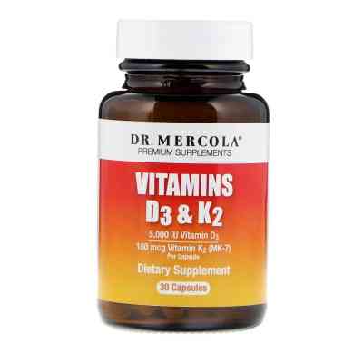 Вітамін Dr. Mercola Вітаміни D3 і K2, Vitamins D3 &amp; K2, 30 капсул (MCL-01691) Вінниця