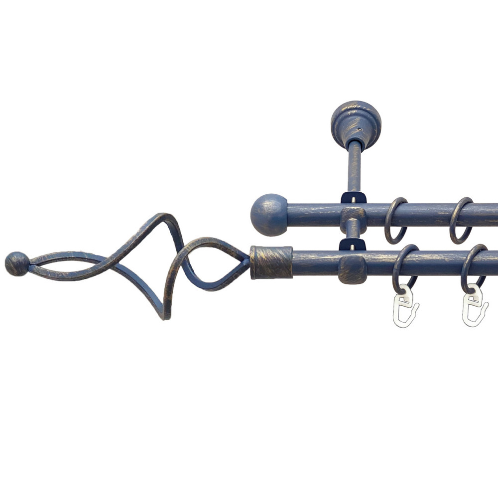 Карниз Orvit Ажур Хвилястий металевий дворядний відкритий Блакить Золота 16\16 мм 160 см (00-00015629) Львов - изображение 1