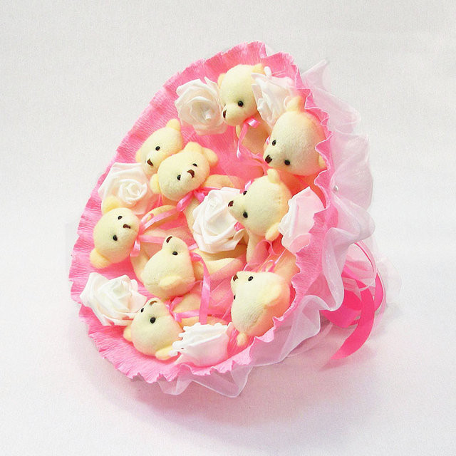 Букет из мягких игрушек 9 мишек 5337IT розовый Винница - изображение 4