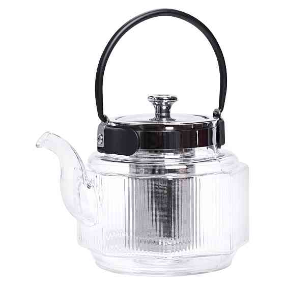 Заварник скляний чайник 1.1 л з ручкою і фільтром прозорий HP-33-4 Коломия