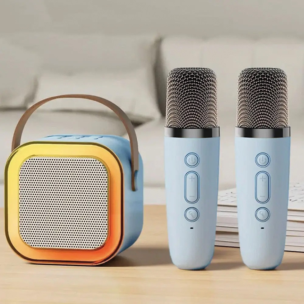 Дитяче караоке з 2 мікрофонами К12 / Портативна колонка з RGB підсвічуванням / Бездротове міні-караоке Київ - фото 7