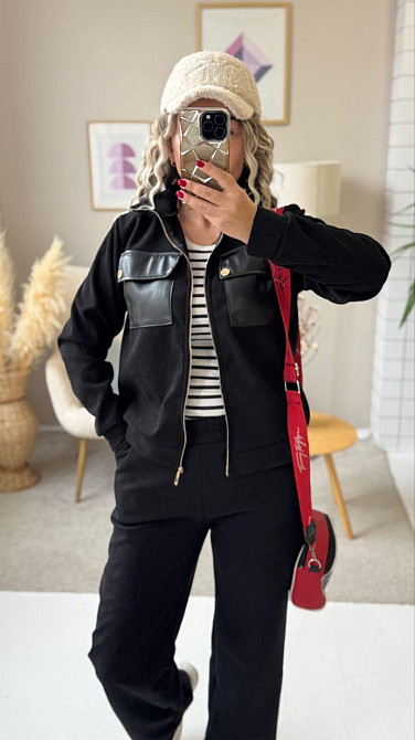 Женский стильный костюм двойка: кофта и штаны вельвет на плотном флисе Чорний, 42/44 Одесса - изображение 7