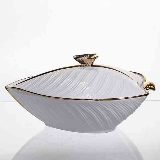 Yiwu Супниця 800 (мл) каструля 26×18×14 (см) з кришкою Білий з золотом Коломия