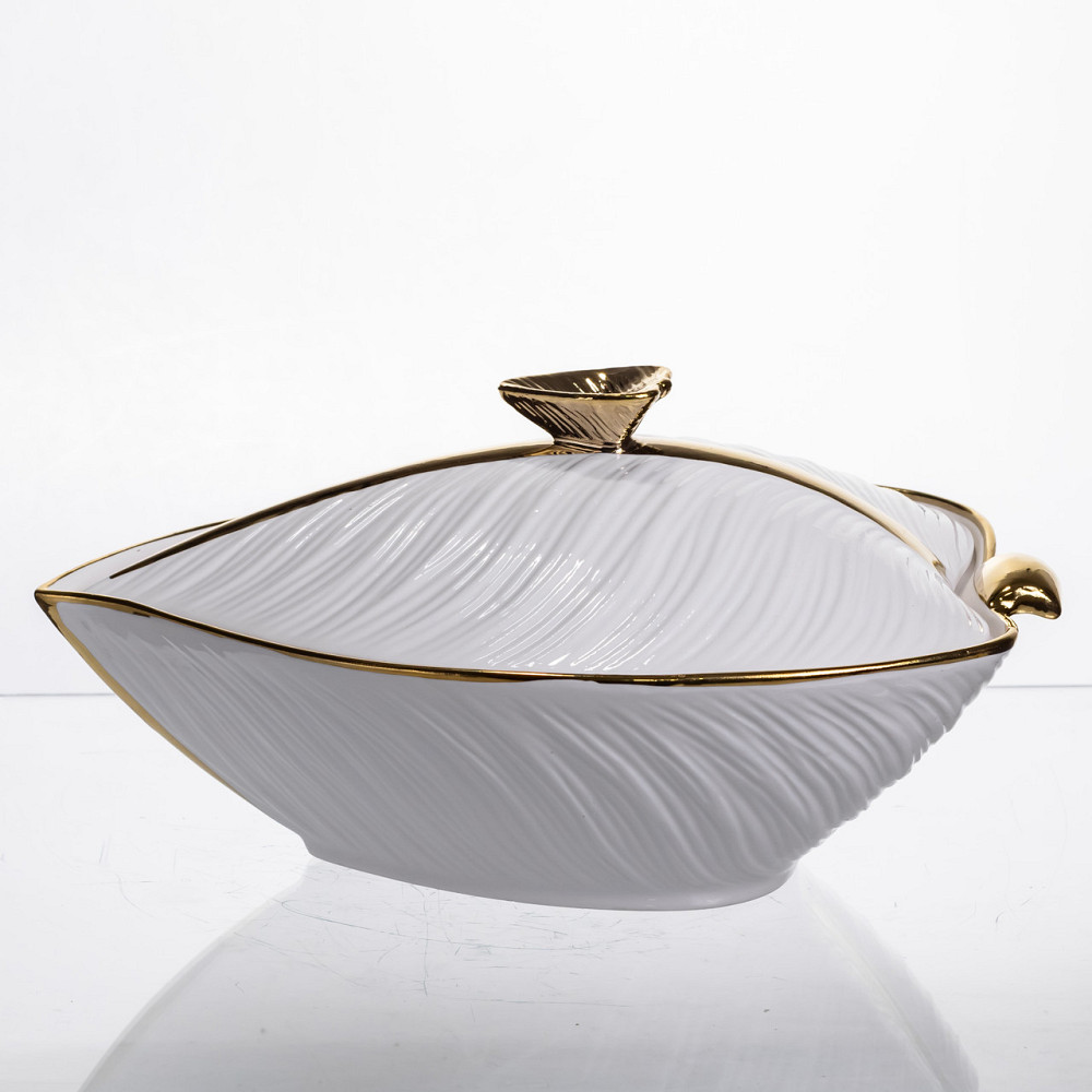 Yiwu Супниця 800 (мл) каструля 26×18×14 (см) з кришкою Білий з золотом Коломыя - изображение 5