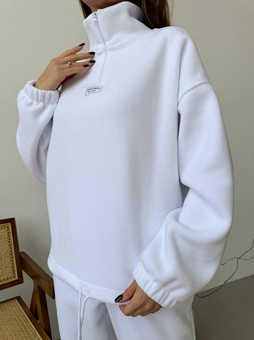 Женский повседневный костюм из плотного флиса полар. Белый, 46/48 Одесса - изображение 7