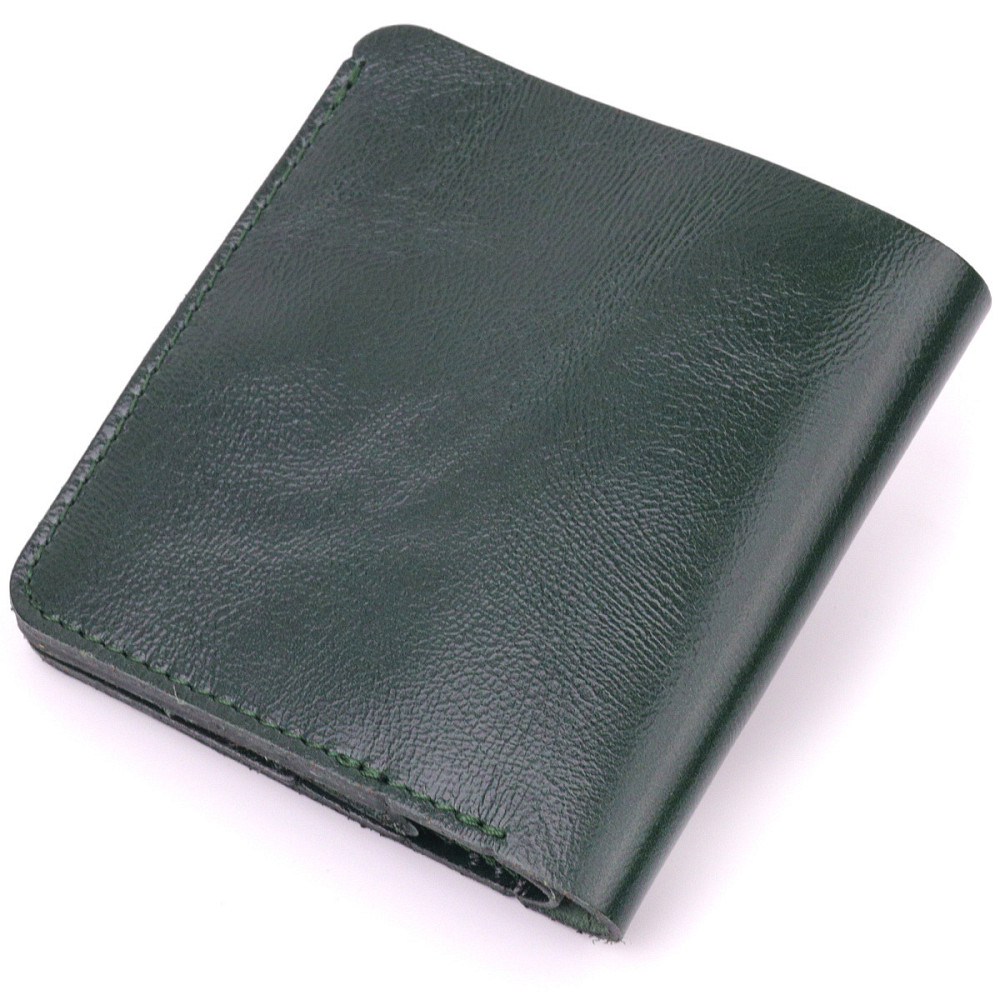 Кожаное практичное портмоне Shvigel 16608 Зеленый Киев - изображение 2