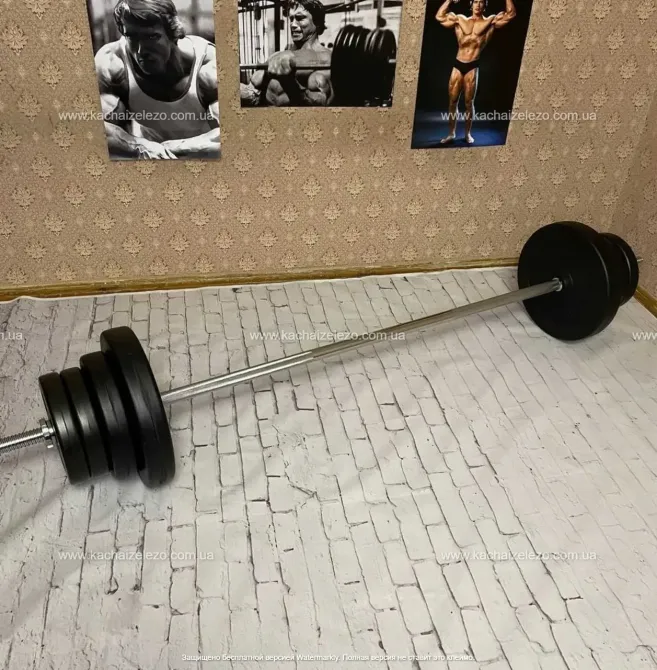 Лавка для жиму + Штанга з прямим грифом 50 кг Гантелі, гирі, штанги та диски комплект Київ - фото 8