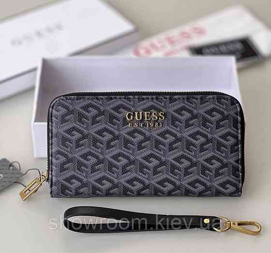 Женский кошелек на молнии Guess (7594) серый Киев