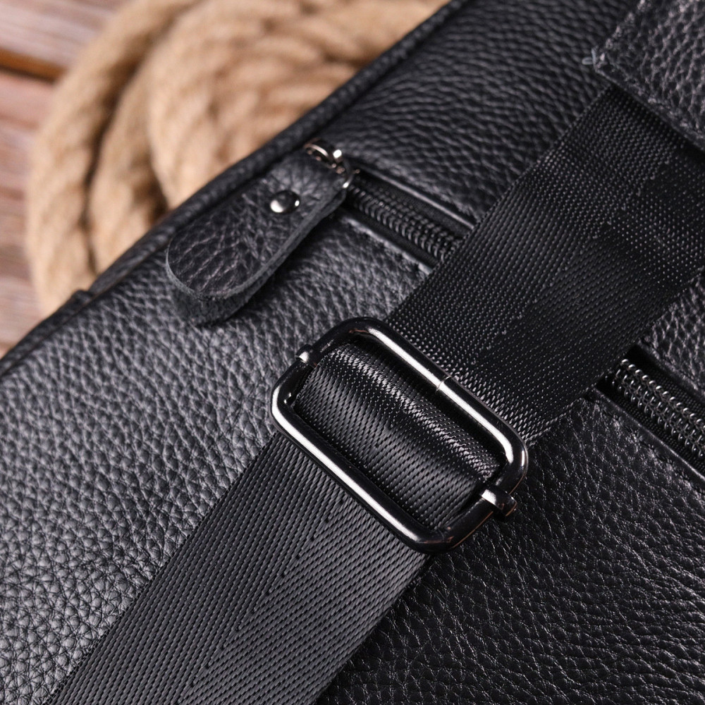 Современная мужская сумка через плечо из натуральной кожи 21307 Vintage Черная Киев - изображение 10