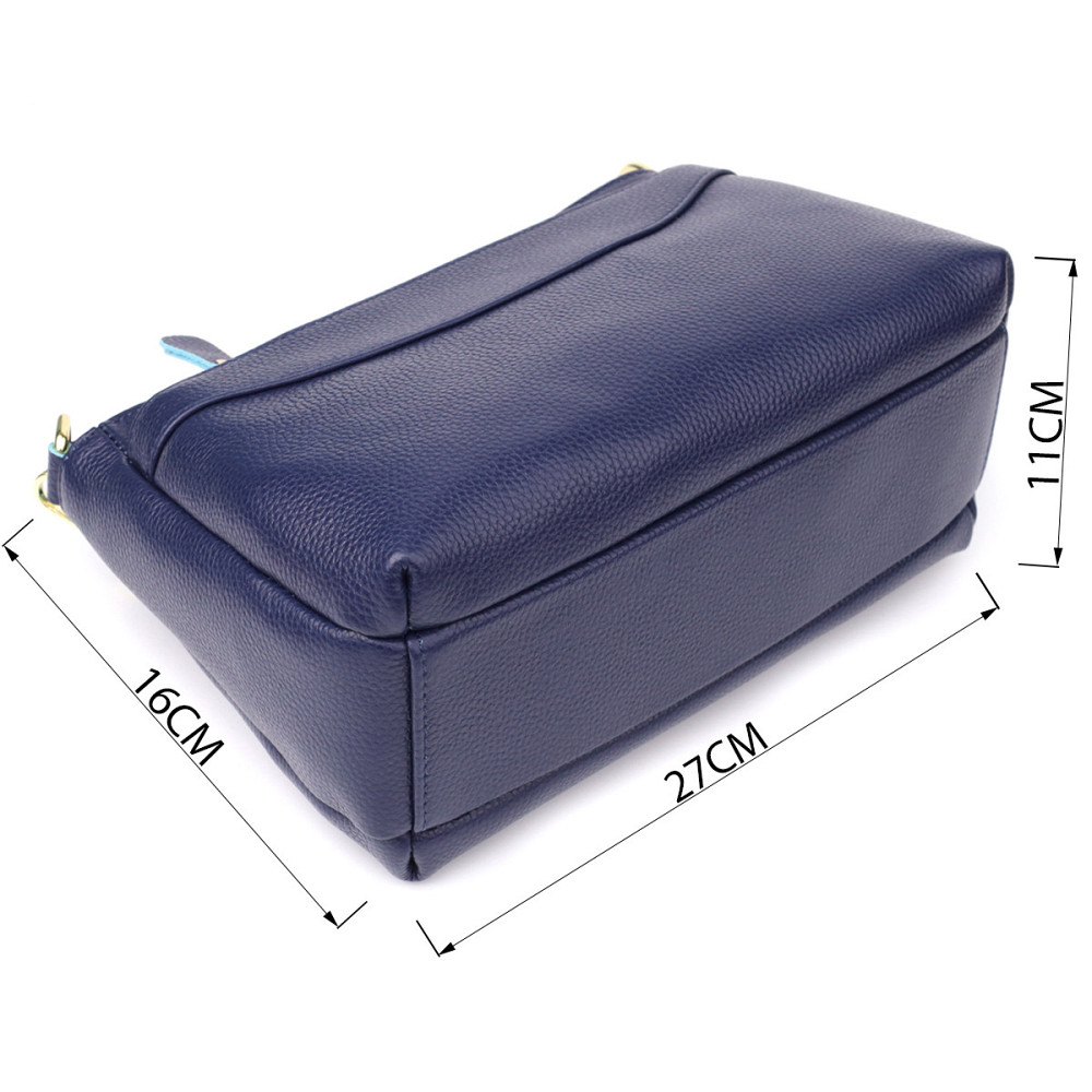 Элегантная женская кожаная сумка с жестким дном Vintage 22986 Синий Киев - изображение 3