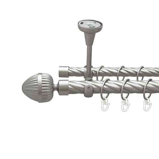Карниз Orvit Одеон металевий дворядний відкритий до стелі скручена труба кільце металеве Сатин 25\19 мм 200 см Львов