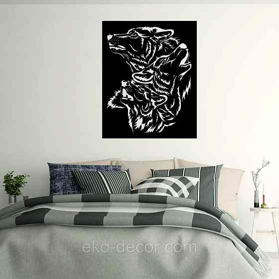 Декоративное настенное Панно «Волки» Декор на стену 110*90 см, Черный Киев