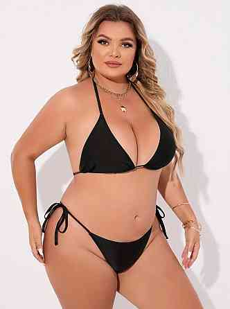 Купальник шторки батал раздельный черный 1XL Киев