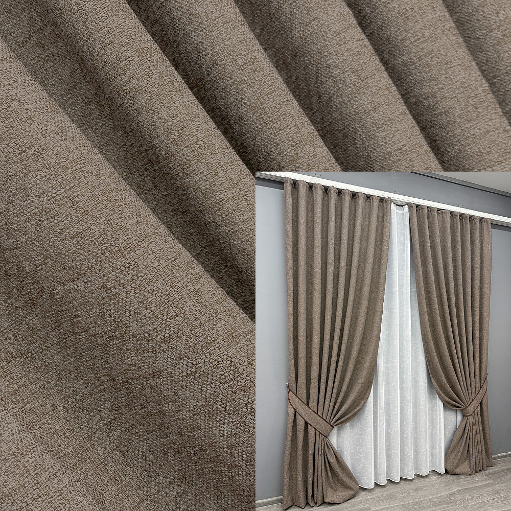 Комплект готових штор VR-Textil Льон ELEMENTA № 1864ш Сіро-коричневий 200х290см 2 шт (32-176) Київ - фото 1