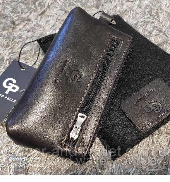 Стильна шкіряна ключниця ручної роботи Grande Pelle Borsetta (коричнева) Київ - фото 1