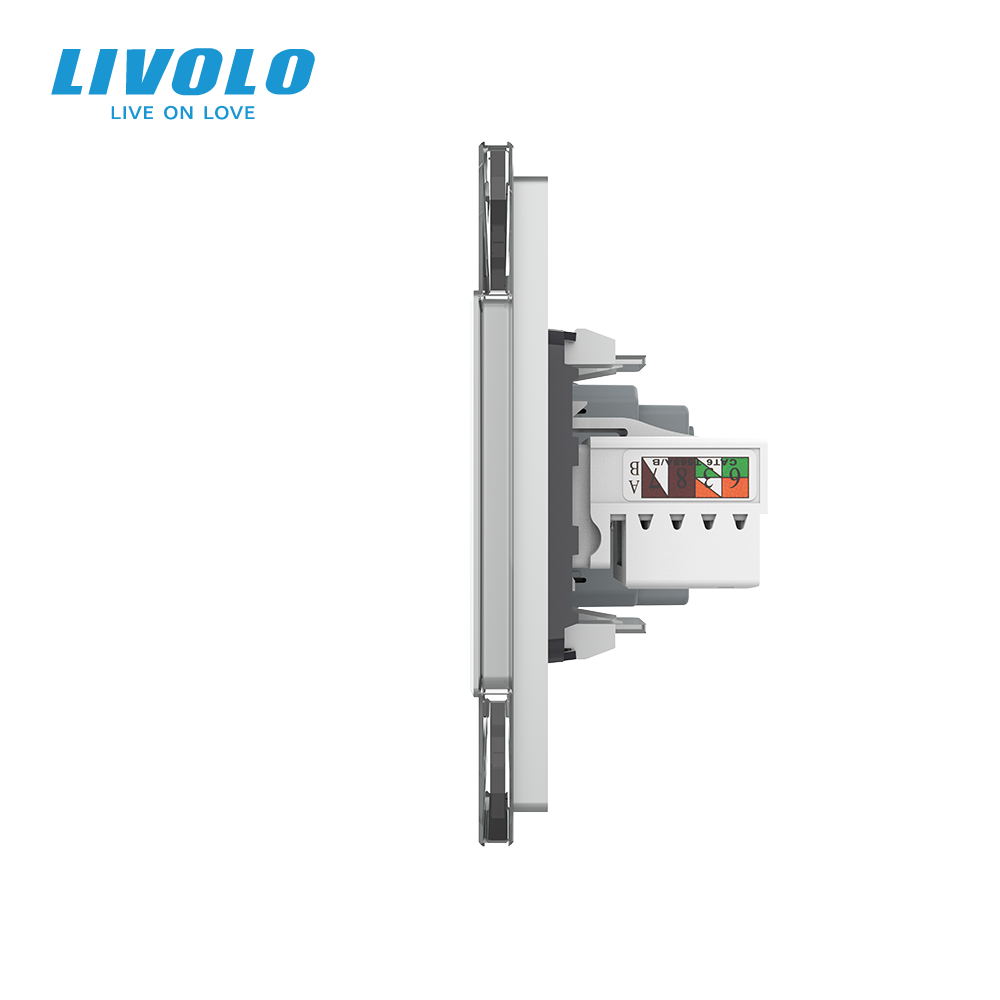 LIVOLO Розетка двомісна комбінована Силова Інтернет ТБ Livolo сірий скло (VL-C7C1EU1V1C-15) Коломия - фото 4