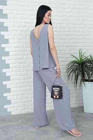 Літній костюм зі штанами палаццо "Stellar" оптом | Норма і батал | Розпродаж моделі Графіт, 46-48 Київ