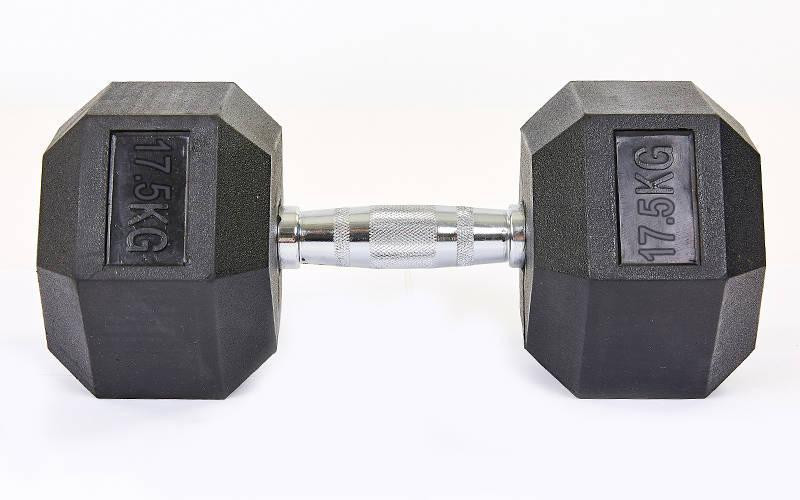 Гантель 17.5 кг цільна шестигранна гексагональна Zelart Київ - фото 3