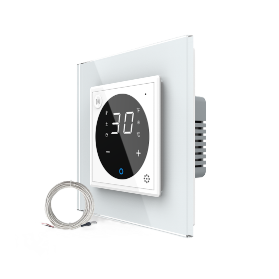 Терморегулятор (термостат) сенсорний програмований для електричної теплої підлоги LIVOLO, білий скляний (VL-C7FCQ1-2WPS72) Коломия