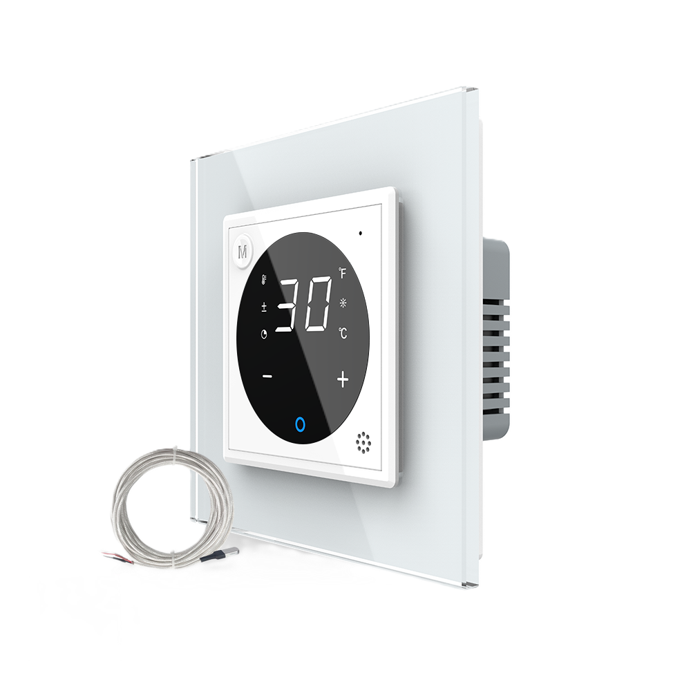 Терморегулятор (термостат) сенсорний програмований для електричної теплої підлоги LIVOLO, білий скляний (VL-C7FCQ1-2WPS72) Коломия - фото 1