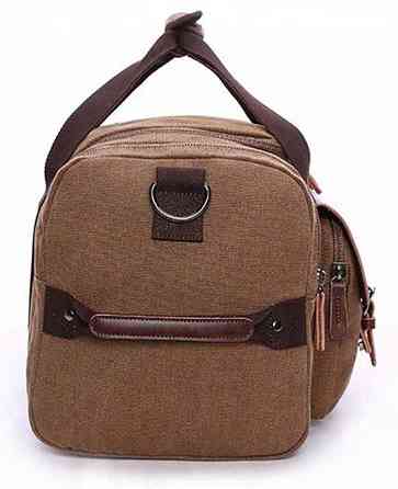 Дорожня сумка текстильна з кишенею Коричнева (Vintage) Київ