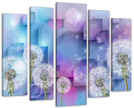 Модульна картина у вітальню / спальню Абстракція Яскраві Кульбаби Art-388_5 ( 80х118см ) Київ
