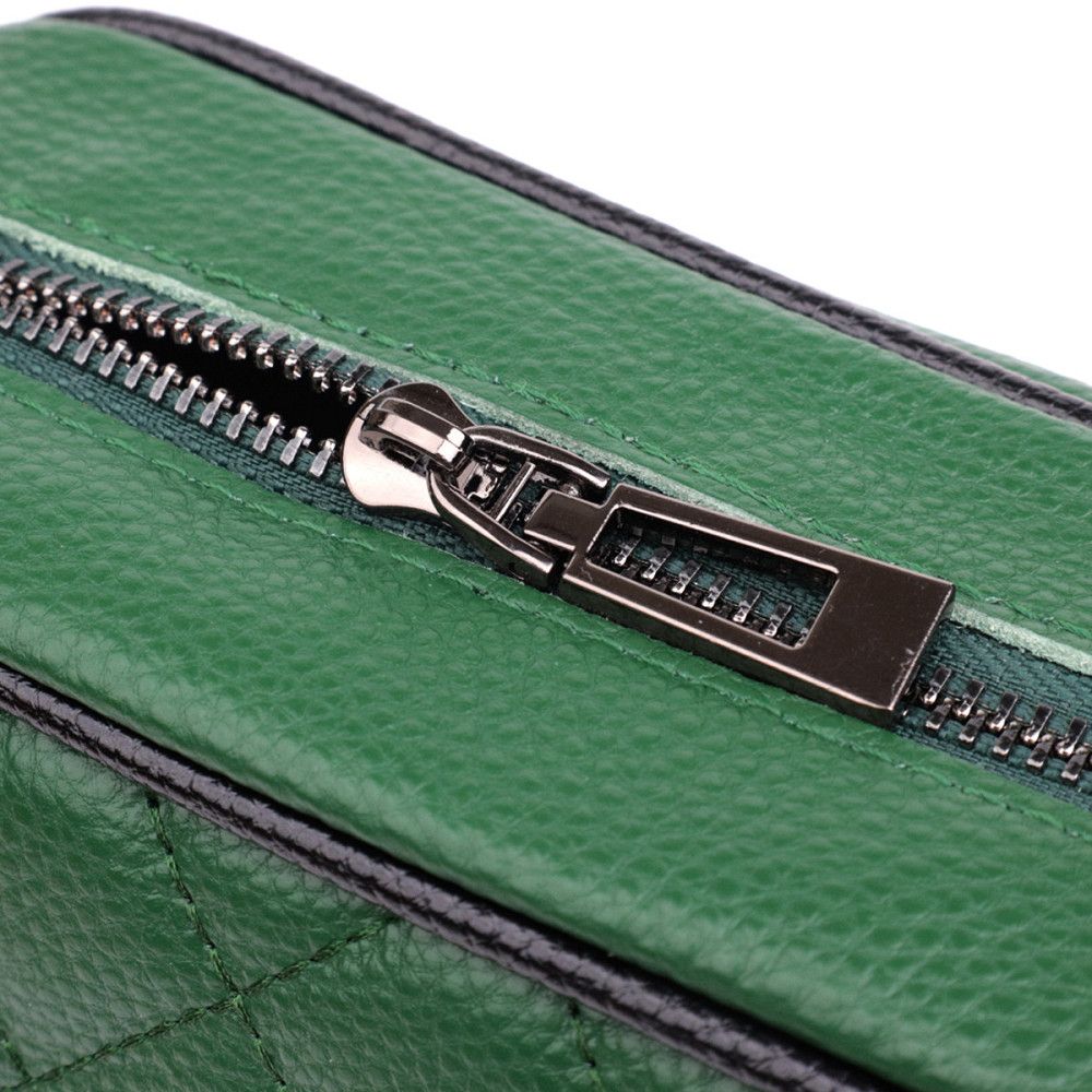 Стьобана жіноча сумка з натуральної шкіри 22857 Vintage Зелений Київ - фото 6