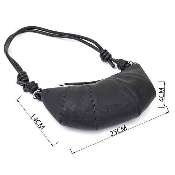 Жіноча напівкругла сумка з натуральної шкіри Vintage 22932 Чорний Київ