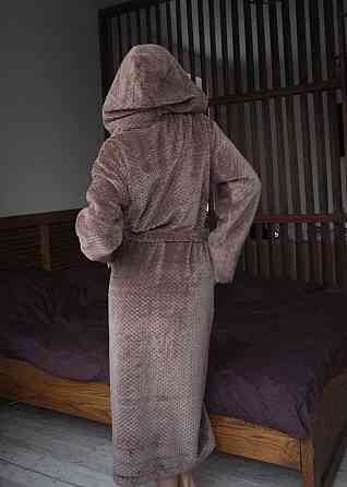 Женский махровый халат с капюшоном Коричневый, XL/2XL Харьков