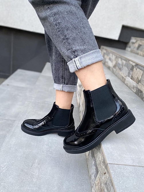 Черевики жіночі Milanti чорні шкіра лакована висота 12см розмір 38 (4187) Коломыя - изображение 3