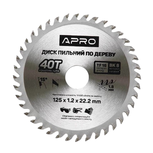 Диск пиляльний по дереву d125мм*22,23мм 40T APRO Житомир - изображение 1