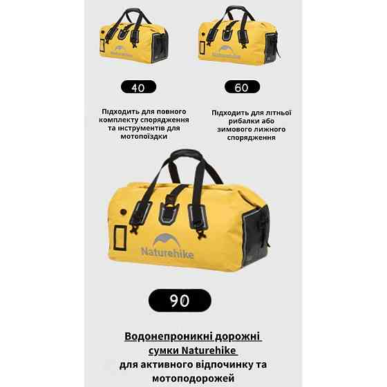 Водонепроникна дорожня сумка Naturehike CNK2450XB015, 90 л, чорна Київ