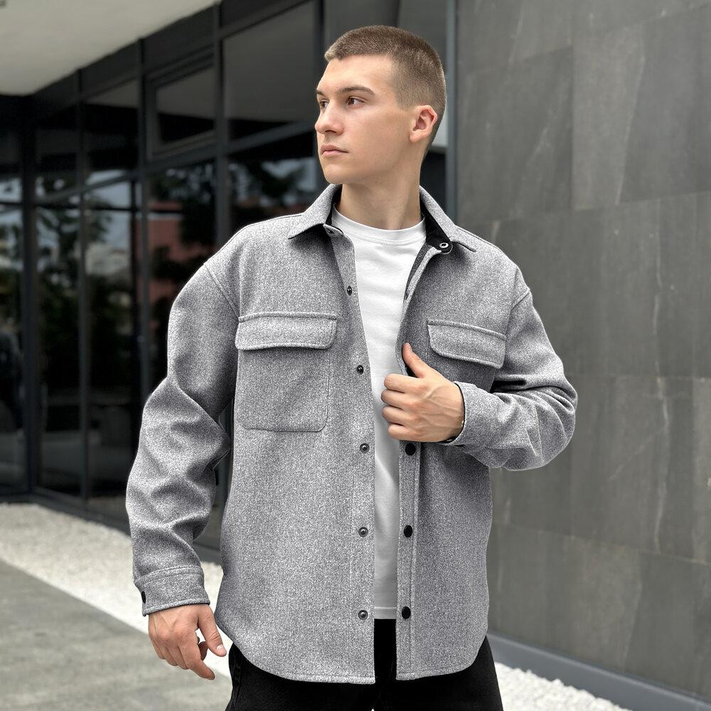 Тепла чоловіча сорочка Pobedov Mars. Сорочка-пальто осіння сіра Київ - фото 5