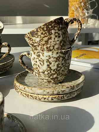 Набір кавовий 6 чашок/6 стравець Olens "Нормандія" 100 мл кераміка 102-0391 для дому та ресторану Київ