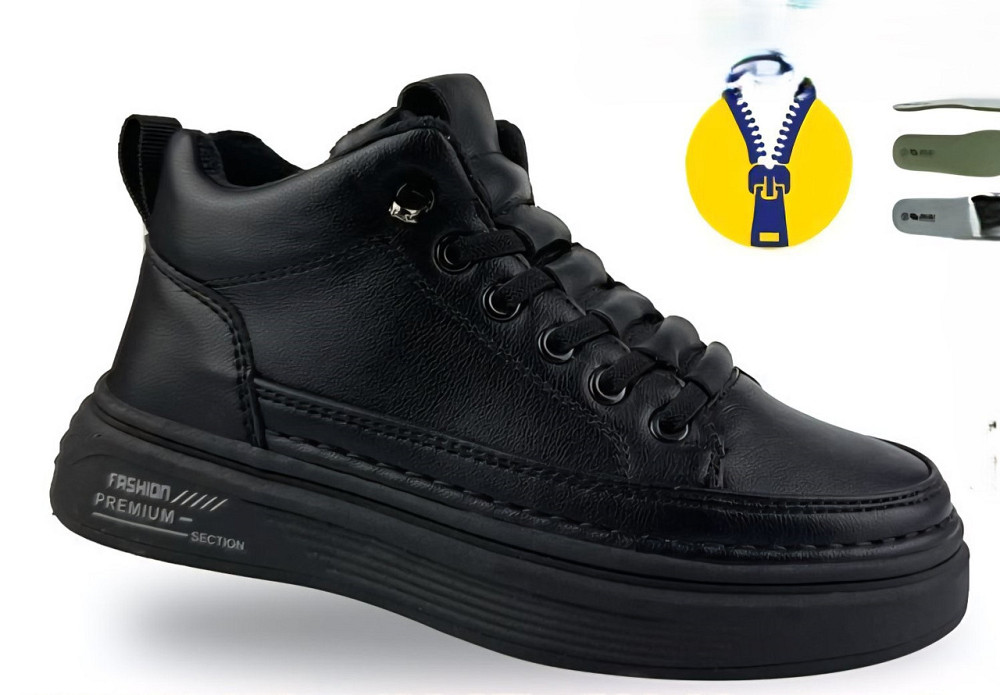 Ботинки на флисе для мальчика подростка черные 32,33,34,35,36,37 Николаев - изображение 2