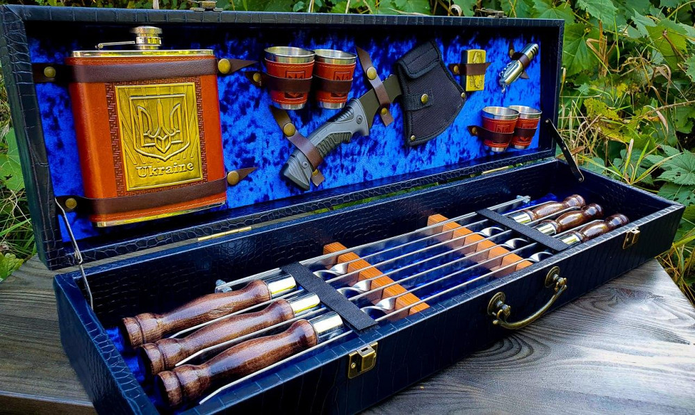 Ідеальний подарочний набір для шашлика в кожаному кейсі ідеальний подарунок військовому VIP 9 Тернопіль - фото 9