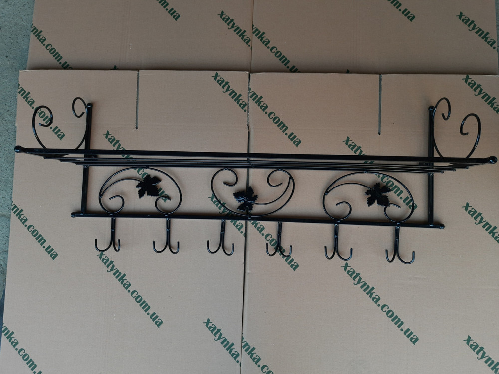 Вешалка кованая настенная большая M-082 для одежды Черный Киев - изображение 3