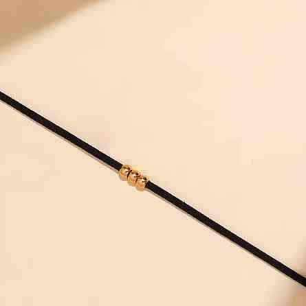 Чокер на шею с бусинами минималистичное ожерелье черный шнурок украшение для женщин Киев