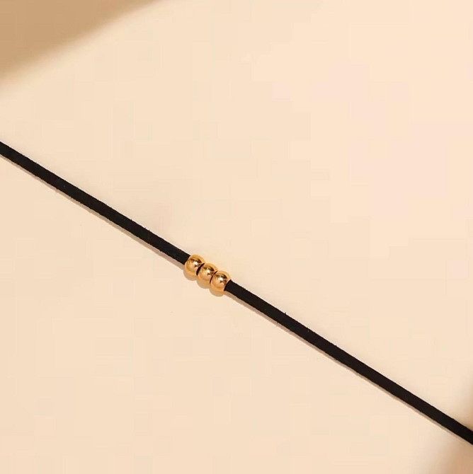 Чокер на шею с бусинами минималистичное ожерелье черный шнурок украшение для женщин Киев - изображение 2