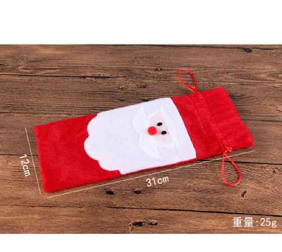 Новогодний чехол на бутылку Дед Мороз 31 на 12 см разноцветный Киев