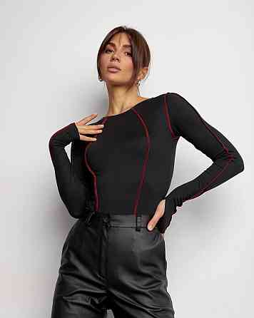 Жіночий базовий боді з кантом біфлекс Чорний, 46/48 Одеса