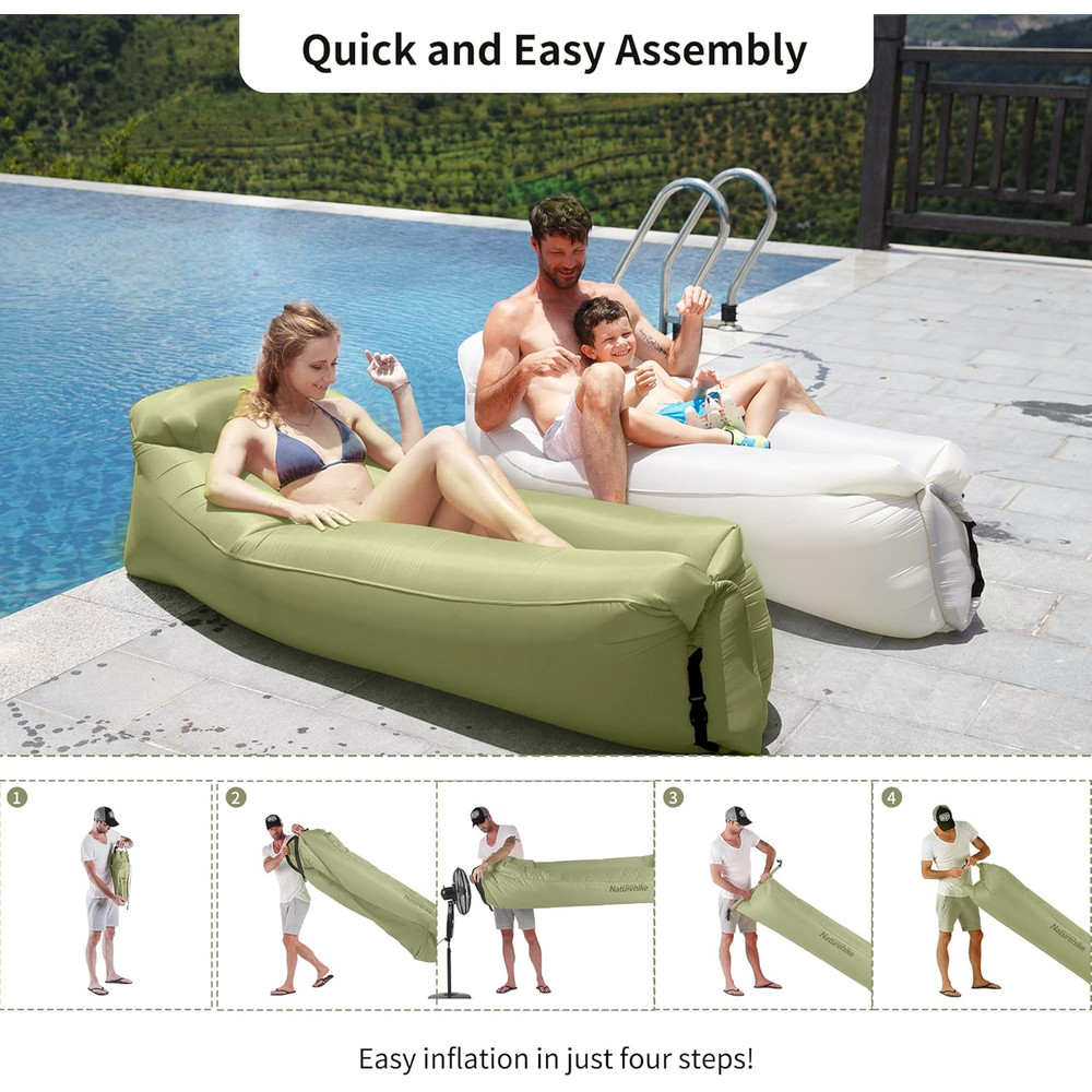 Матрац, ламзак надувний Naturehike NH20FCD06, 180х70х52 см, оливковий, має чохол-рюкзак Київ - фото 6